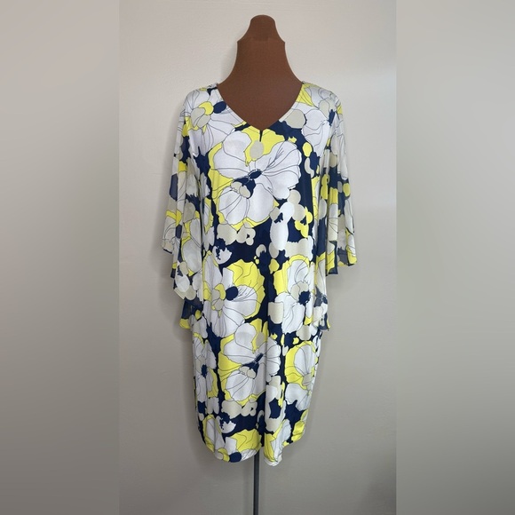 Dress Barn Floral Dress Bell Sleeves Size Medium - Picture 1 of 9